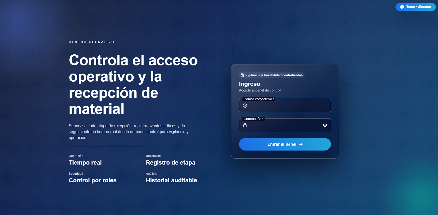 Sistema de monitoreo en tiempo real - Vista 1