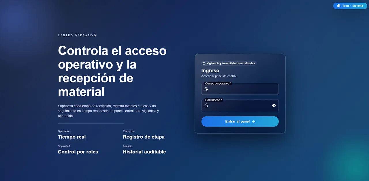 Sistema de monitoreo en tiempo real - Vista 1